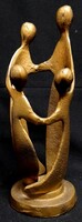 DT/527. Bronzírozott art-deco fémszobor – Családi kör