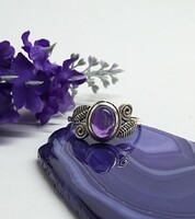 Ezüst gyűrű VALÓDI AMETISZT kővel 57-es méret