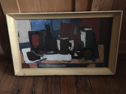 Kalló László Konyhai csendélet olaj farost