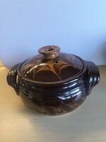 Mázas kerámia főzőedény, lábas