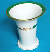 Herendi  váza zöld szalaggal , ORV mintával 18 cm magas