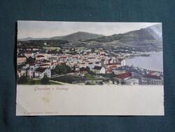 Képeslap,Ausztria,Gmunden,Traunsee tó,panorama,városi látkép,részlet,1899-