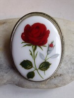 Porcelán,kézzel festett,rózsás bross