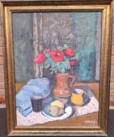 Szilvásy Margit (1898-1977) Csendélet Körtékkel És Sárga Bögrével,Képcsarnokos Festmény