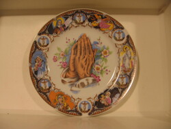 Imádkozó kéz és Bibliai jelenetek , japán porcelán dísztányér