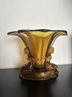 1930-as évek Art Deco figurális üveg kehely / váza – Walther & Söhne, borostyánszínű (amber)