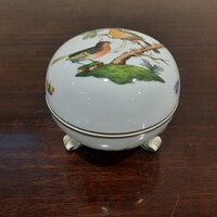 Nagy Herendi Rothschild mintás porcelán 3 lábú bonbonier