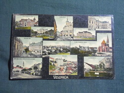 Képeslap,Veszprém,Kossut u.,piactér,városháza,püspöki palota,templom ,Fodor Ferecz kiadás,1909-
