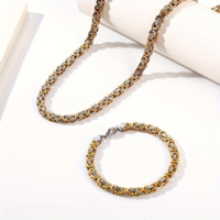 Prémium minőségű bizánci mintás nemesacél ÉKSZER SZETT arany-fehérarannyal galvanizált