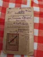 1910-es évek személyigazolvány