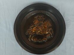 Bronz dombornyomat fali tányér 30 cm átmérőjű