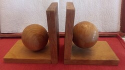 Retró fa könyvtámasz pár