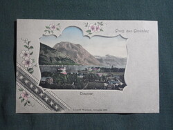 Képeslap,Ausztria,Gmunden,Traunsee tó,panorama,városi látkép,részlet,1899-