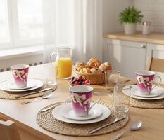 3 db Royal Worcester "Orchid White" csontporcelán bögre - 10,8 cm, hibátlan állapot