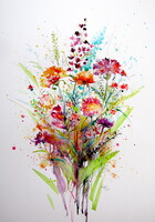 Colorful wildflowers V-  watercolor painting - Színes vadvirágok V - akvarell festmény