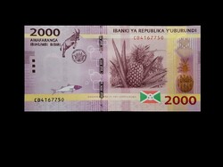 UNC - 2000 FRANCS - BURUNDI . 2015 - MÉG FORGALOMBAN LEVŐ BANKJEGY