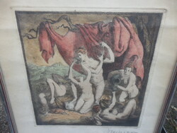 Vydai Brenner Nándor szines rézkarc mitológiai jelenet