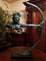 Indián harcos - monumentális bronz szobor műalkotás