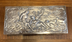 Pompás antik, ezüst ékszeres doboz  - 344 gr