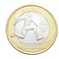 Brazília,1 real 2014 - Riói Olimpia - Atlétika aUNC+ ötvözet