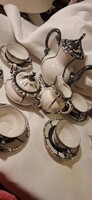 Ezüstözött Bavaria porcelan kavés keszlet 5 szemelyes