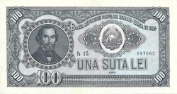 100 lei 1952 Románia fekete sorszám 3. Gyönyörű