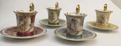 Czech Altwien Angelic Kaufmann Porcelain Coffee Cup + Saucer in Flawless Condition, 4 pcs