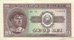 10 lei 1952 Románia fekete sorszám Ritka 3.