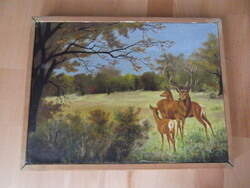 Szarvasok a réten - festmény