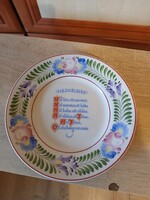 Règi hollóházi házi áldás fali tányèr