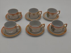 6 DB SZÉP ANTIK ZSOLNAY JAPÁN GÉSA MINTÁS,  MÁZAS KÁVÉS CSÉSZE SZETT   TP3