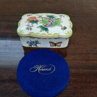 Antik, 1945-ös Herendi Viktória mintás porcelán bonbonier