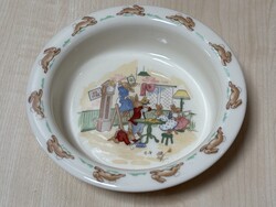 Angol, Royal Doulton Bunnykins porcelán nyulas, nyuszis tál, tányér, mesetányér