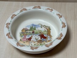Angol, Royal Doulton Bunnykins porcelán nyulas, nyuszis tál, tányér, mesetányér