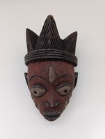 Afrikai maszk antik patinás fa Yoruba népcsoport Nigéria afrikanische Maske 662 D90 6173