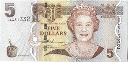2 x 5 dollár 2007 Fiji Fidzsi szigetek Erzsébet királynő UNC Sorszámkövető pár