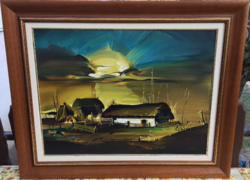 Fassel L'ousa Ferenc  olajfestmény 65x49 cm méretben+dupla keret