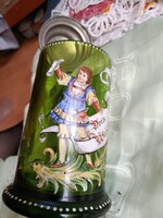 Zöld korsó antik fém fedeles