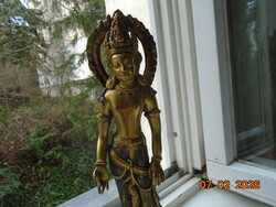PADMAPANI Lokesvara Nepáli-Tibeti antik aranyozott bronz szobor