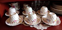 Ritka dekorral Copeland Spode fajansz csokis/kávés készlet