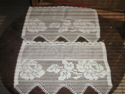 Csodaszép vintage stílusú rózsa csipkés vitrázs függöny pár