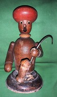 Antik Erzgebirge Räuchermann fa játék FÜSTÖLŐFIGURA Török Basa pipával 16 cm a képek szerint