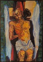 Kántor János: Monumentális, 100x70 cm-es expresszionista festmény