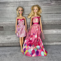 Barbie baba rózsaszín ruhás lány játék szett