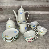 Hollóháza Hungary, Hollóházi porcelán virágmintás kávés szett