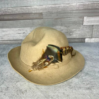 Bézs madártollas női kalap S