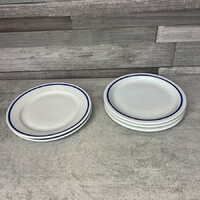 Alföldi porcelán retro kék csíkos kistányér szett