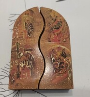 (K) Kis szárnyas ikon, szentkép, 9 cm magas és kinyitva 13 cm széles