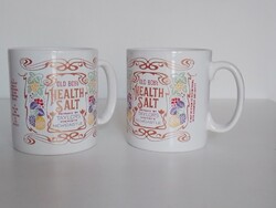 Két angol kerámia kávés teás pohár csésze bögre pár szett gyümölcs minta szecessziós Health Salt