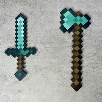 Minecraft gyémánt kard, fejsze műanyag játék szett